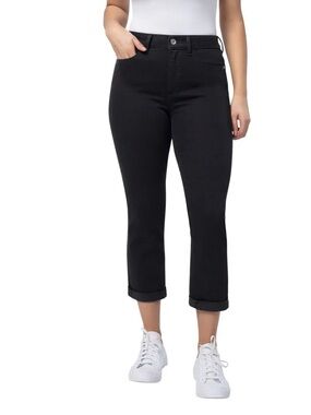 SANTANA Jeans Black  Mid-Rise Crop Jeans Straight Fit Tummy Control Size 10